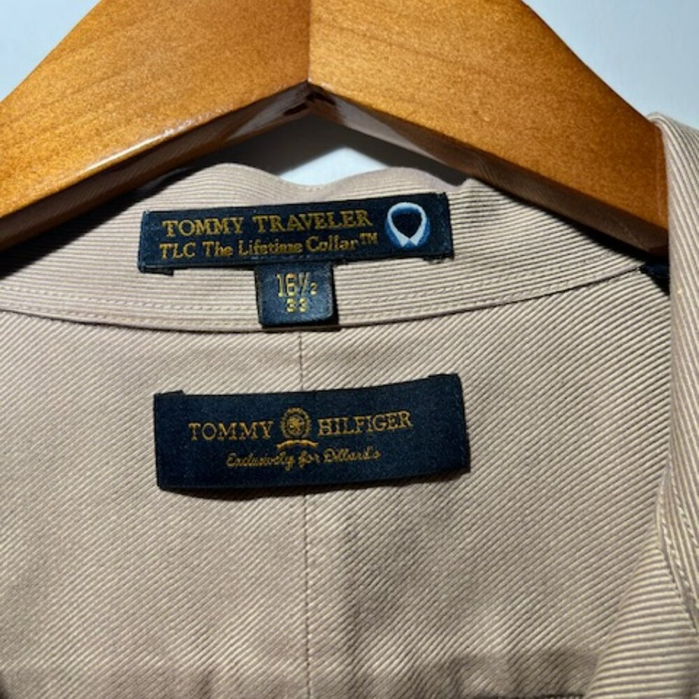 Tommy Hilfiger Lifetime Collar Gold Twill Tailored Dress Shirt Sz 16 1/2" 33" - Picture 3 of 5